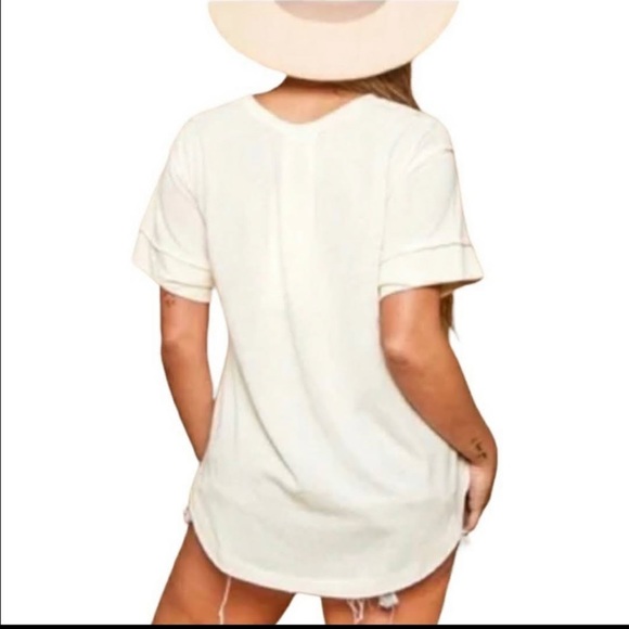 Faherty Henley Allandria White Five Button Oversized Short Sleeve Top Size XL - Picture 6 of 11